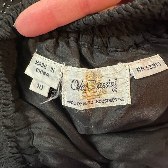 Vintage Oleg Cassini Silk Beaded Sequin Top Skirt Set Black 10 Gatsby Flapper - Picture 11 of 16